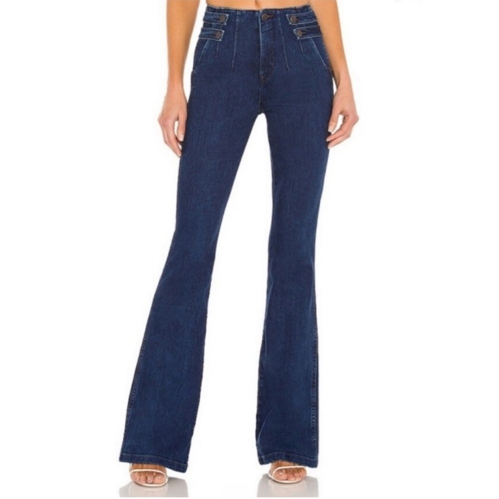 Veronica Beard Beverly High Waist Skinny Flare Jeans in Washed Oxford